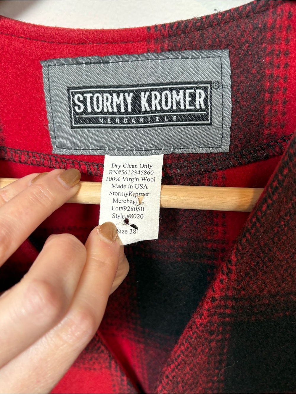 Men’s Red & Black Stormy Kromer Buffalo Plaid Wool Vest - Picture 5 of 7